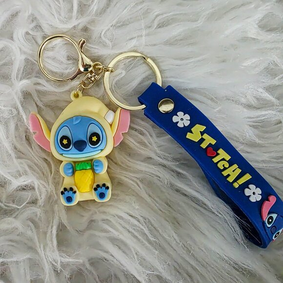 NWOT Disney Stitch Rubber Keychain with Labeled Loop, Yellow - Picture 2 of 6